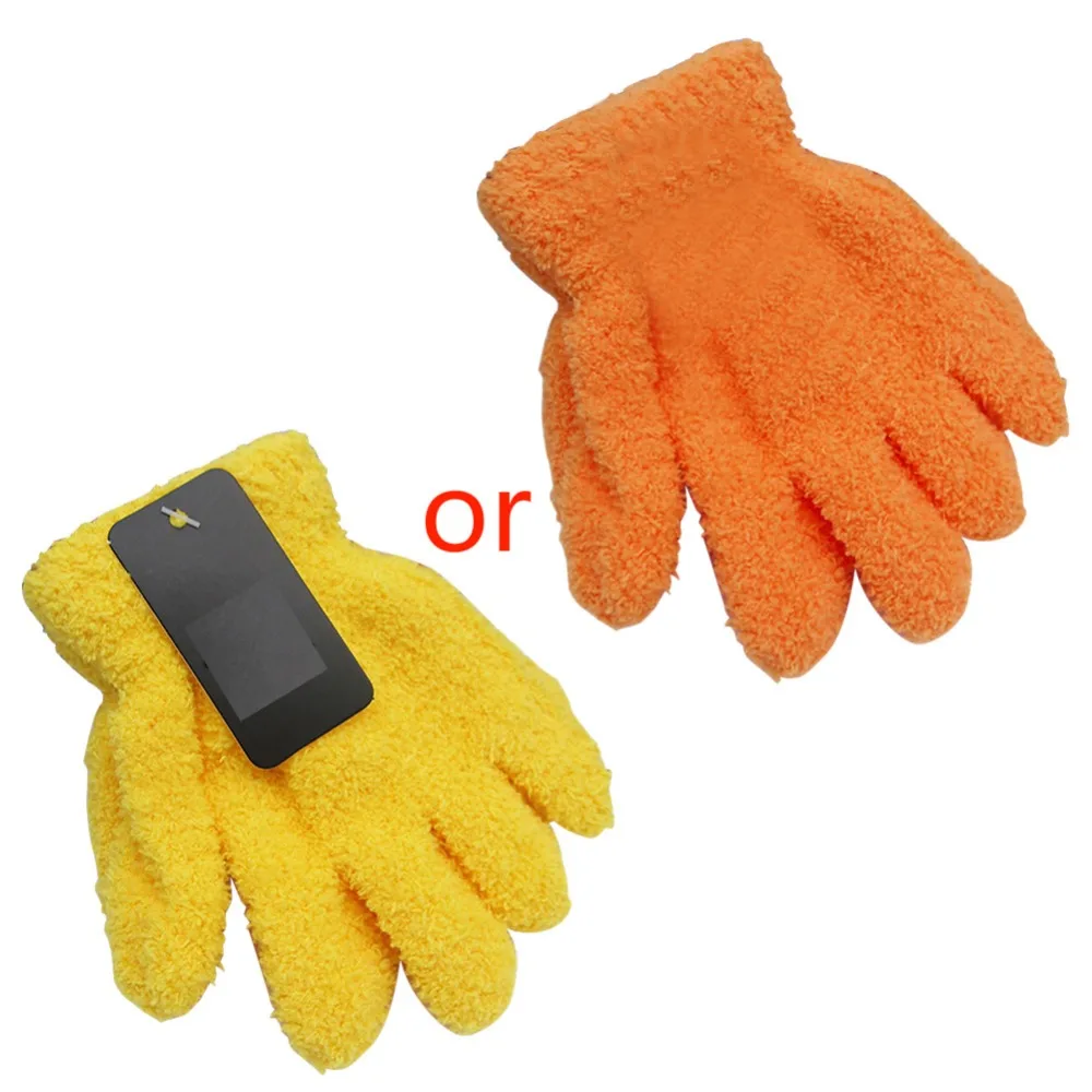 Желтые милые детские перчатки, рукавицы, теплые зимние аксессуары для мальчиков и девочек