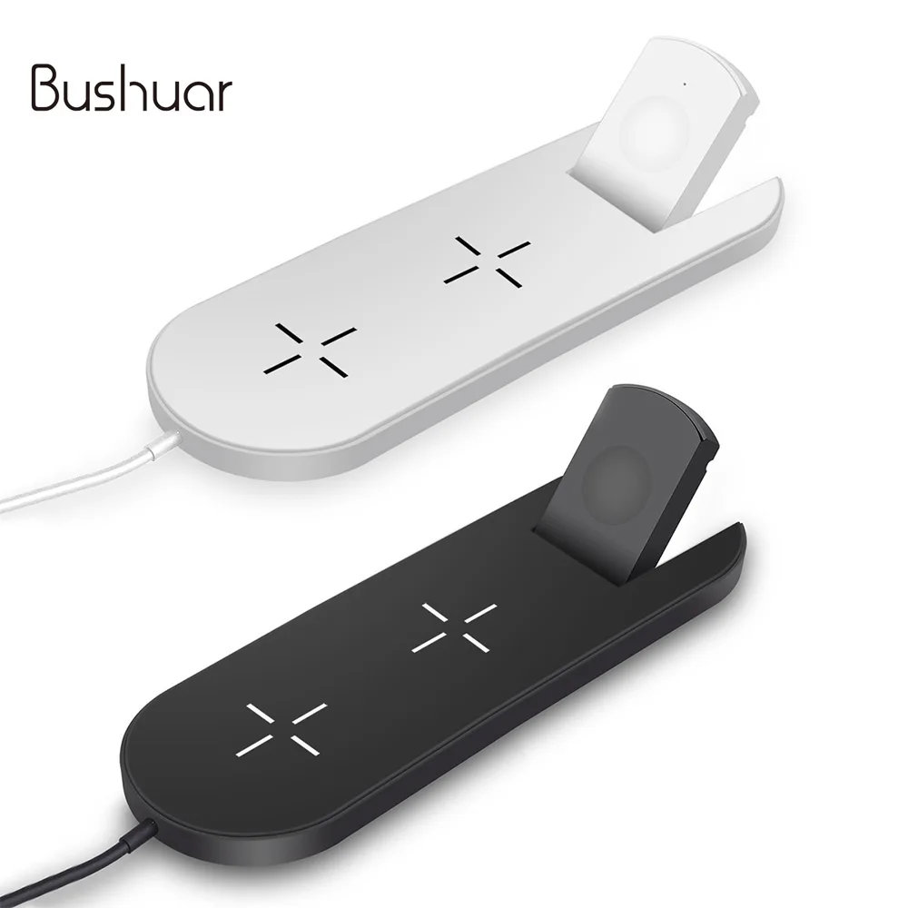 Baratos Cargador inalámbrico Qi de 10W para iPhone X XS MAX XR 8 carga completa inalámbrica rápida 3 en 1 almohadilla de carga para Airpods Apple Watch 4 3 2 1
