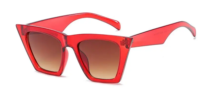 Новейшие модные квадратные солнцезащитные очки для женщин Кошачий глаз Роскошные брендовые большие черные солнцезащитные очки зеркальные очки lunette femme Oculos 1054R - Цвет линз: Red