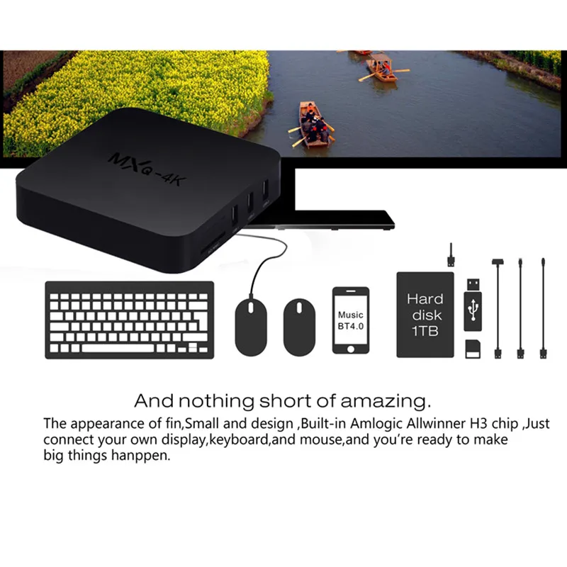Wechip MXQ 4 K الذكية الروبوت 7.1 التلفزيون مربع 1 GB 8 GB Allwinner H3 رباعية النواة 2.4G wifi 100 M مجموعة أعلى مربع دعم يوتيوب مشغل الوسائط