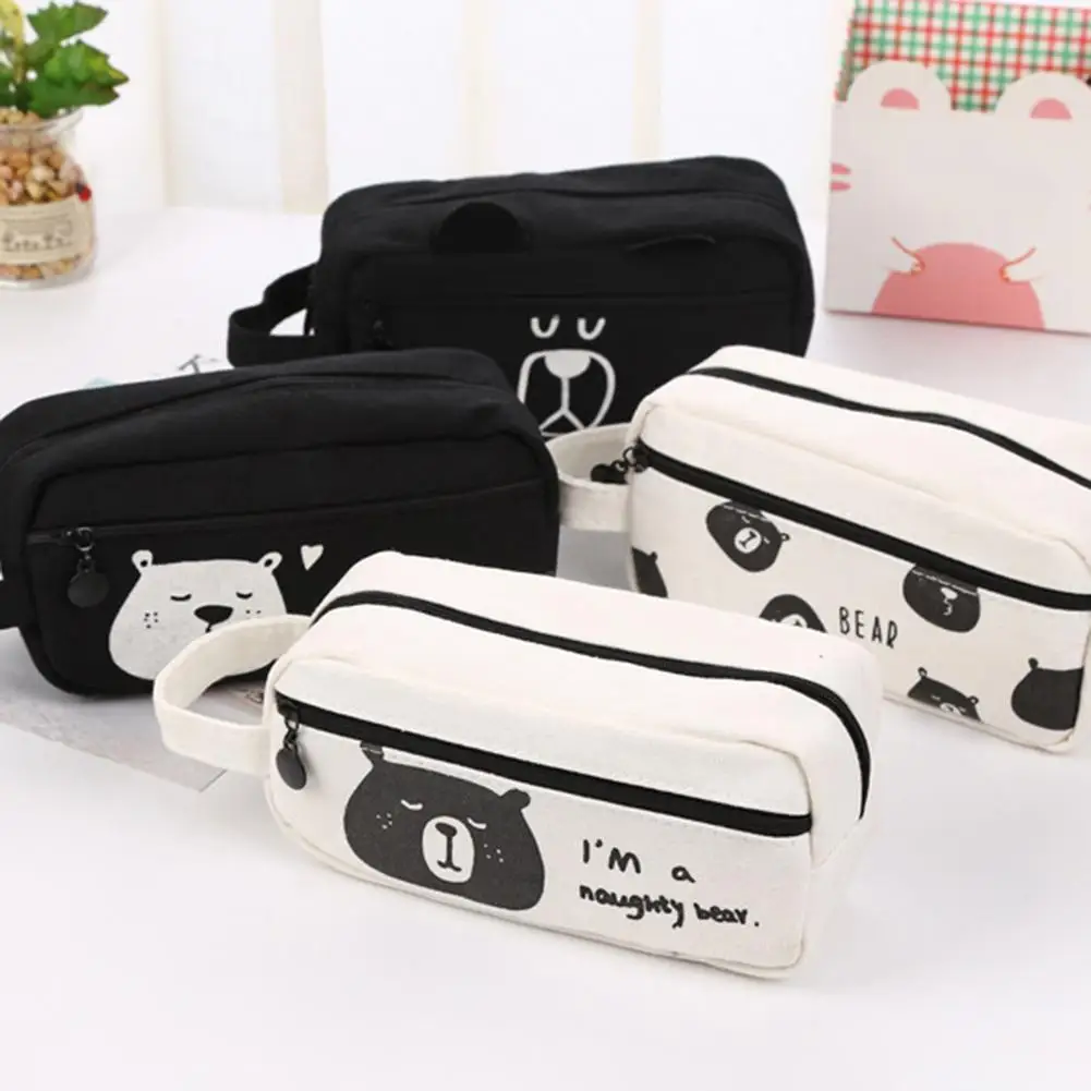 

Naughty Bear Pen Box Canvas Pencil Bag Pencil Case Pouch Student Office School Stationery Zipper Bag Gift