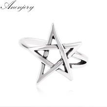 Anenjery de moda Vintage tailandés Estrella de Plata ajustable anillos para las mujeres personalidad Punk años 925 anillos de plata esterlina S-R284