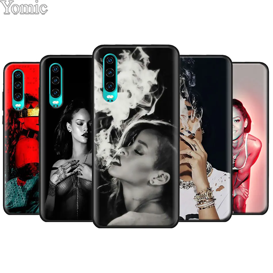 

Rihanna Black Soft TPU Case for Huawei P30 P20 Pro P9 P10 P20 P30 Lite P Smart Plus Mate 10 20 Lite Silicone Phone Case Cover