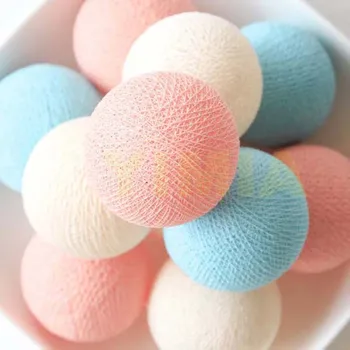 

Light blue Apricot Creamy Cotton Balls Christmas Holiday Light LED String Fairy Lights Garland guirlande lumineuse luces lampjes