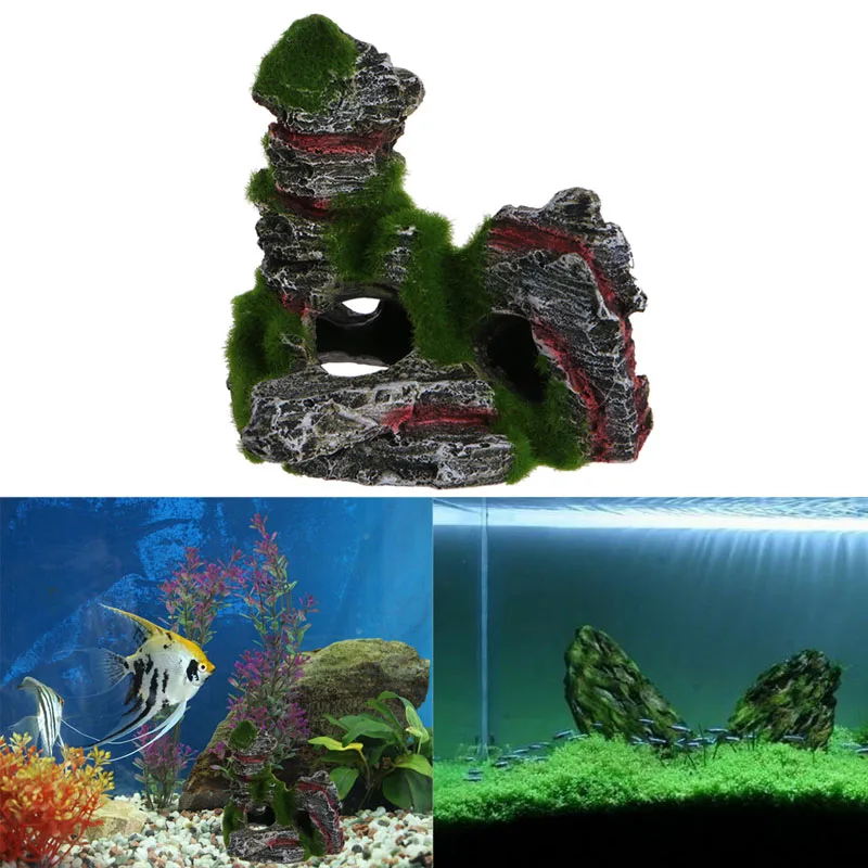Aquarium Fish Tank Ornament Rockery Hiding Cave Landscape Decor