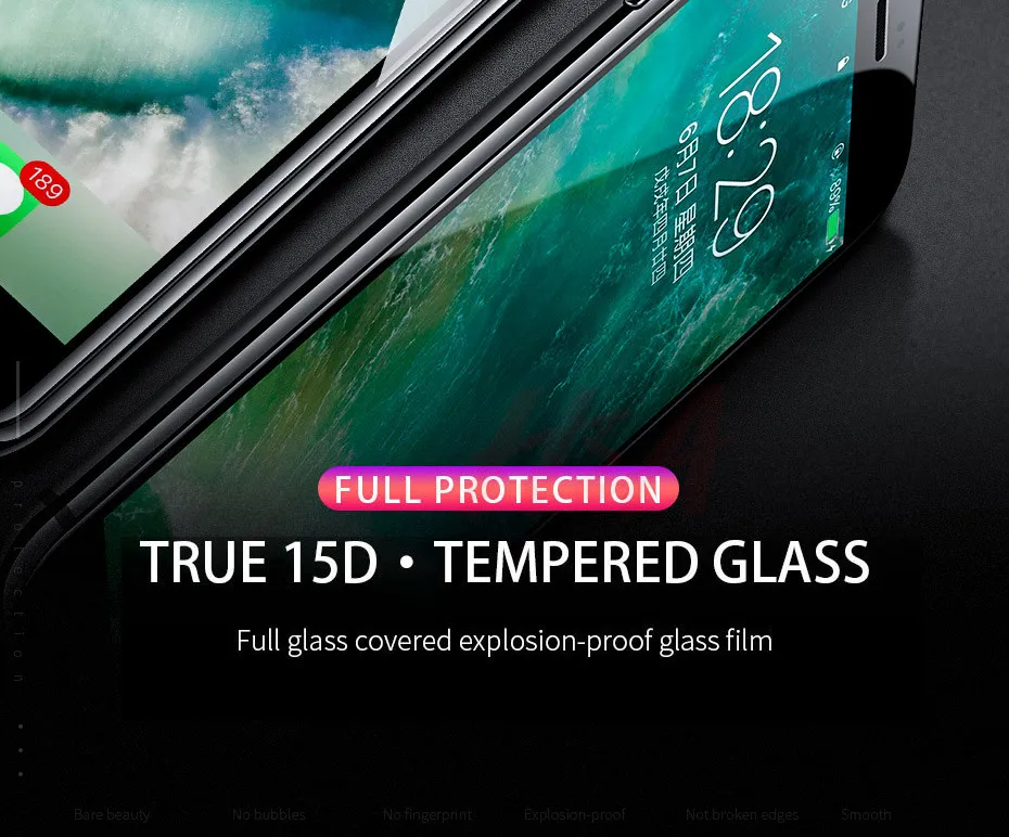H& A 15D защитное стекло с закругленными краями для iPhone 7 8 6 6S Plus xr x xs max закаленное защитное стекло xs max x стеклянная пленка