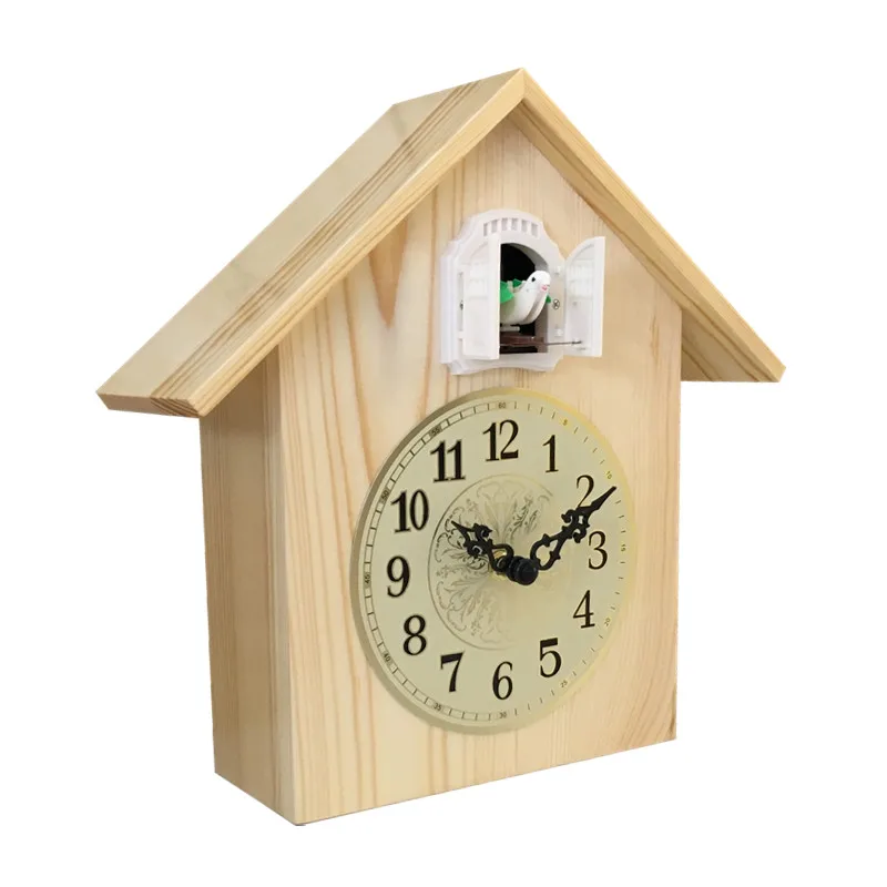 Часы Cuckoo из цельного дерева настенные часы с птицей простые для гостиной