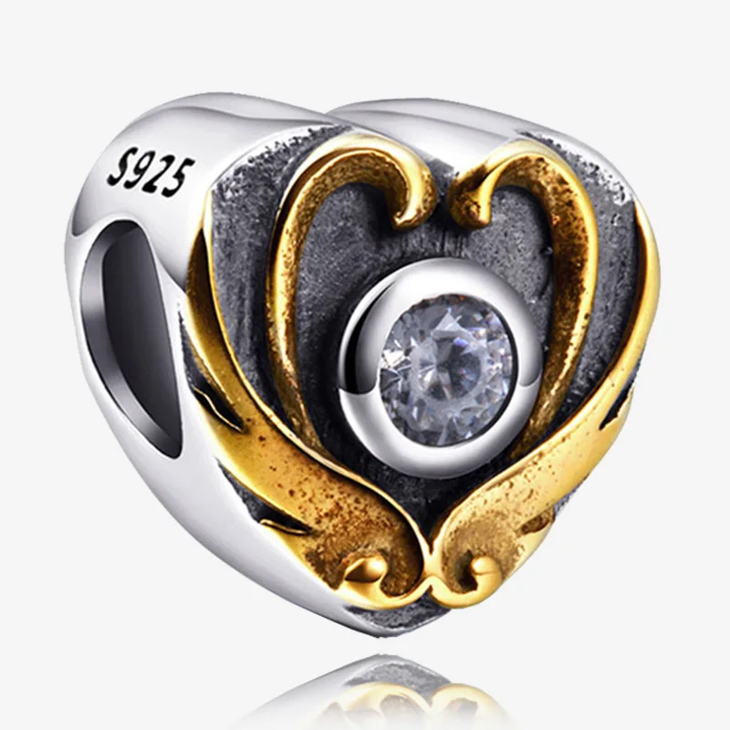 Strollgirl New Collection Romantic 925 Sterling Silver Love Heart Charm Beads Fit Original Pandora Bracelet Jewelry Accessories - Цвет: StrollGirlP6097