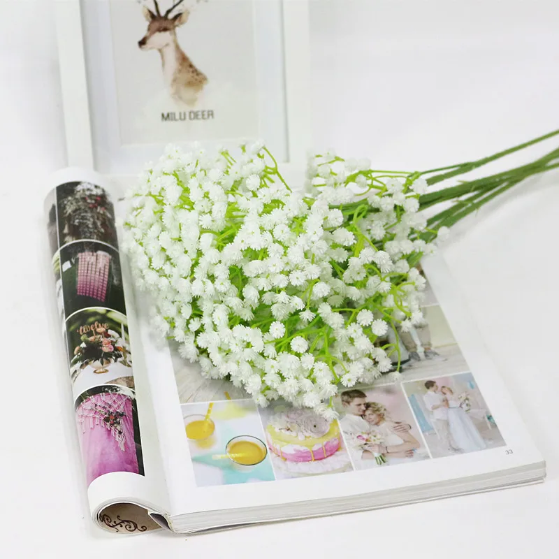 Flone Artificial Baby's Breath Gypsophila Simulation Flower Plastic Flowers Plant Home Office Wedding Party Decor Art Flores (12)