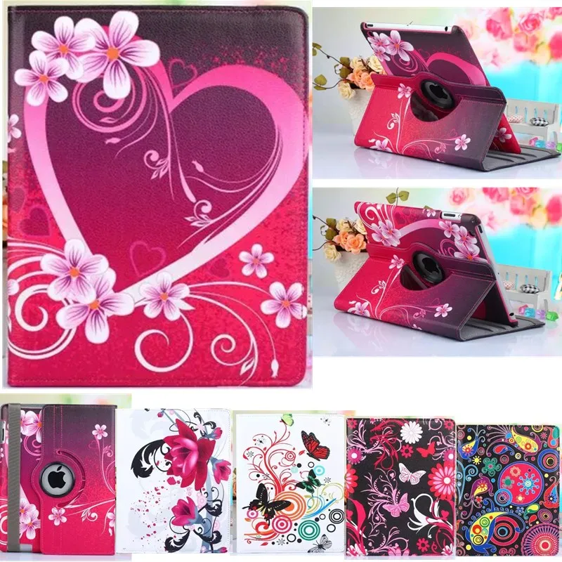 

360 Degrees Rotate Case For Apple Ipad Mni 2 Case For Mini 3/ Mini 1/ Mini Girl Lovely Back Strap Stand PU Leather Tablet Cover