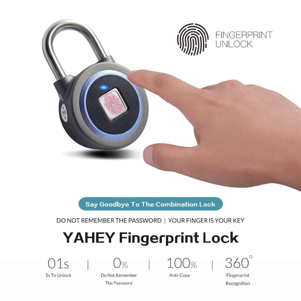 Fingerprint Padlock, Bluetooth Security Lock Waterproof Anti Theft