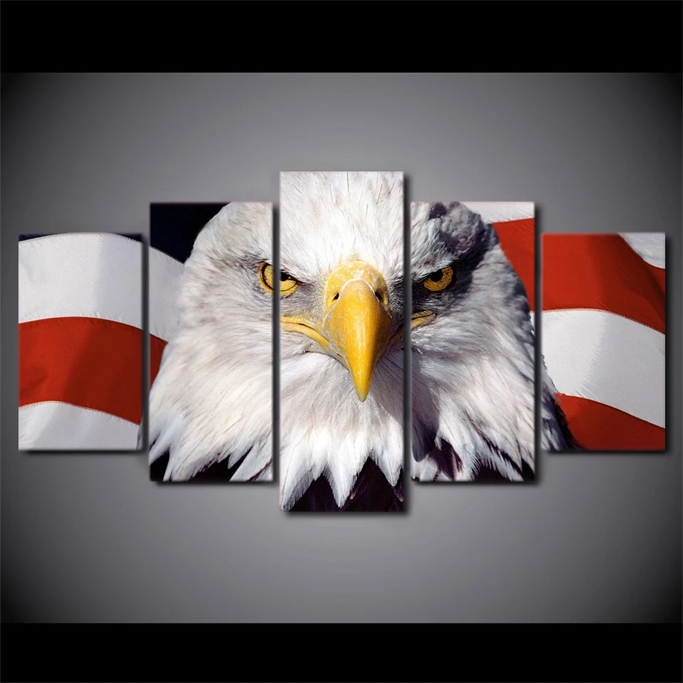5-Pieces-Canvas-Prints-eagle-flag-usa-painting-Wall-Art-Panels-Poster-Pictures-For-Living-Room
