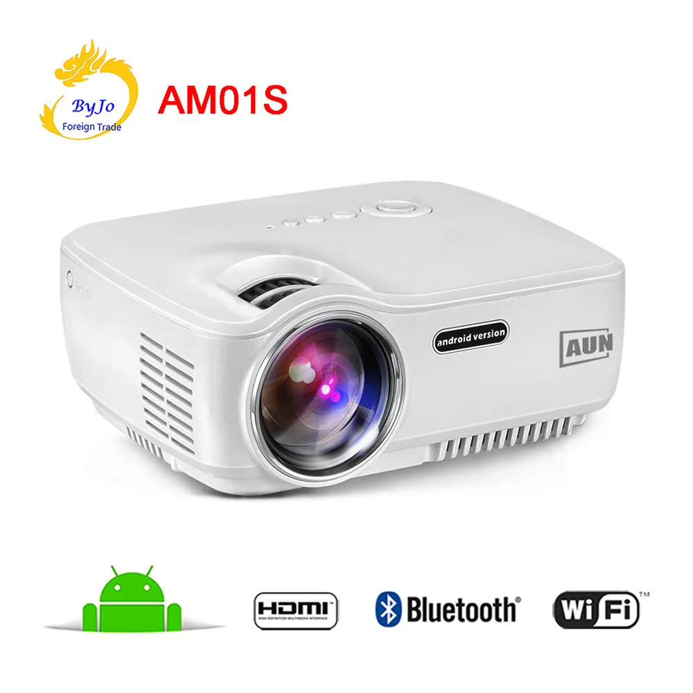 AUN AM01S Projector 1400 Lumens LED Projector Kit in Android 4.4 WI FI
