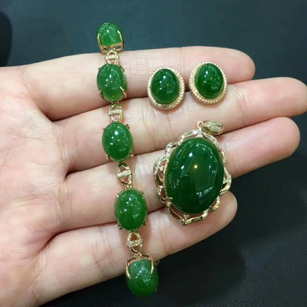 Бутик Hetian Jasper набор золото 18K с алмазной инкрустацией