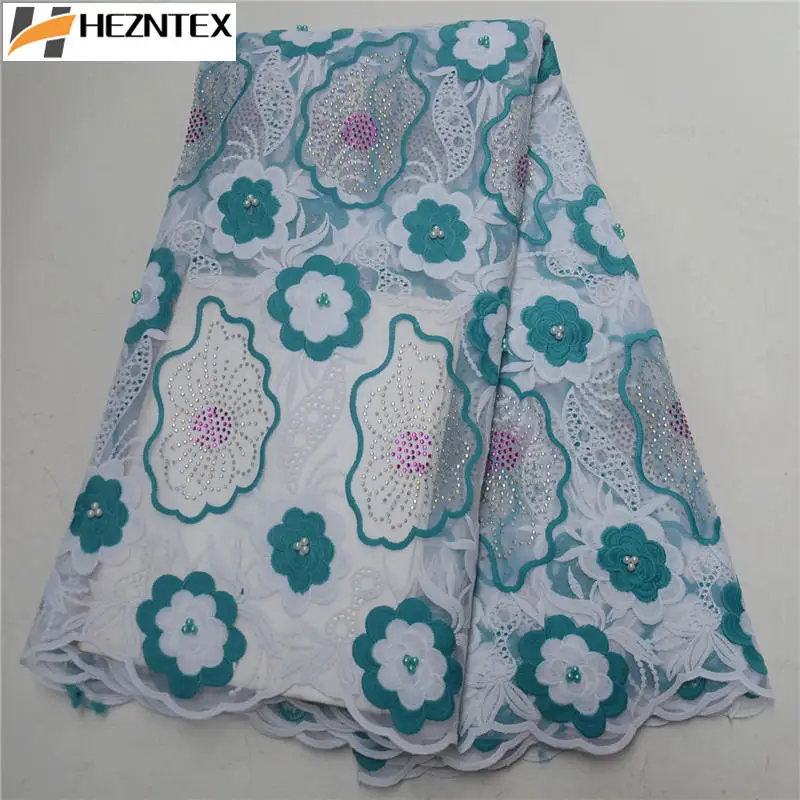 

African Milk Silk Laces Fabric Embroidered Nigerian Guipure Lace Fabric African Net Lace Fabric With Stones For Party PSA496-1
