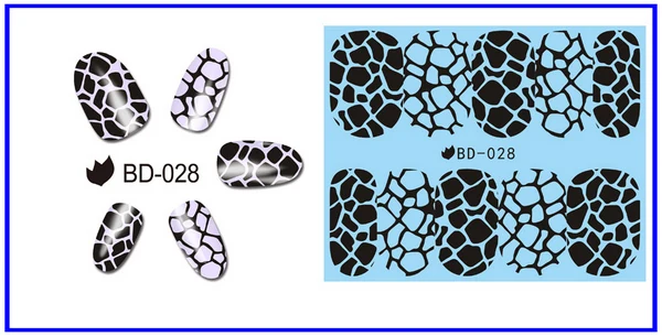 UPRETTEGO 12 упаковок/lot дизайн ногтей воды Наклейка ползунок наклейки черная черепаха оболочки куртка с принтом тигра и леопарда; кожи BD025-036