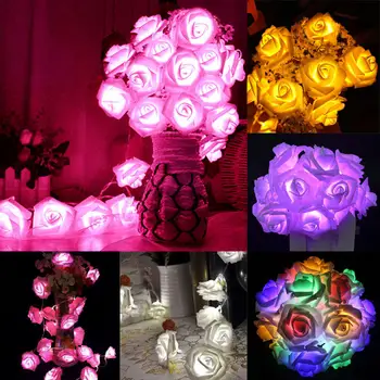 

3M 20 LED Rose Flower Floral Fairy Wire String Lights Chain Party Christmas Tree Garland Wedding Holiday Indoor Table Decoration