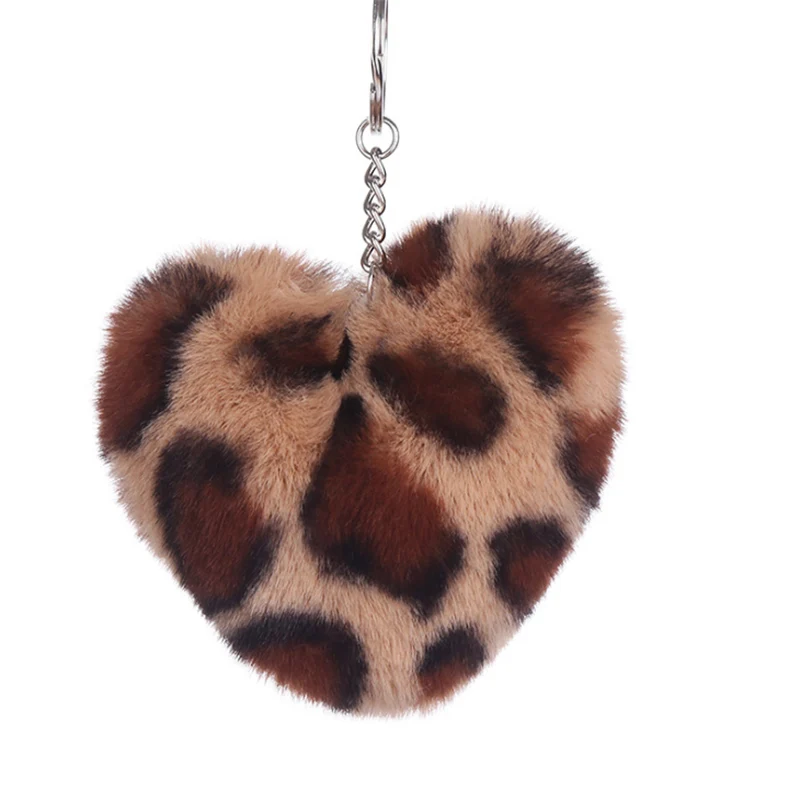 

Simple Heart keychain Fur Ball Pompon Key Chain Pompom Fake Rabbit Fur llaveros para mujer For Woman Car Bag sleutelhanger