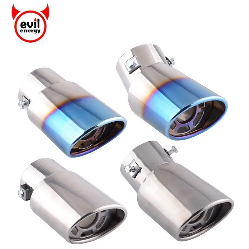 Car Universal Burnt Blue Stainless Steel Chrome Exhaust Tail Muffler Tip Pipe YY