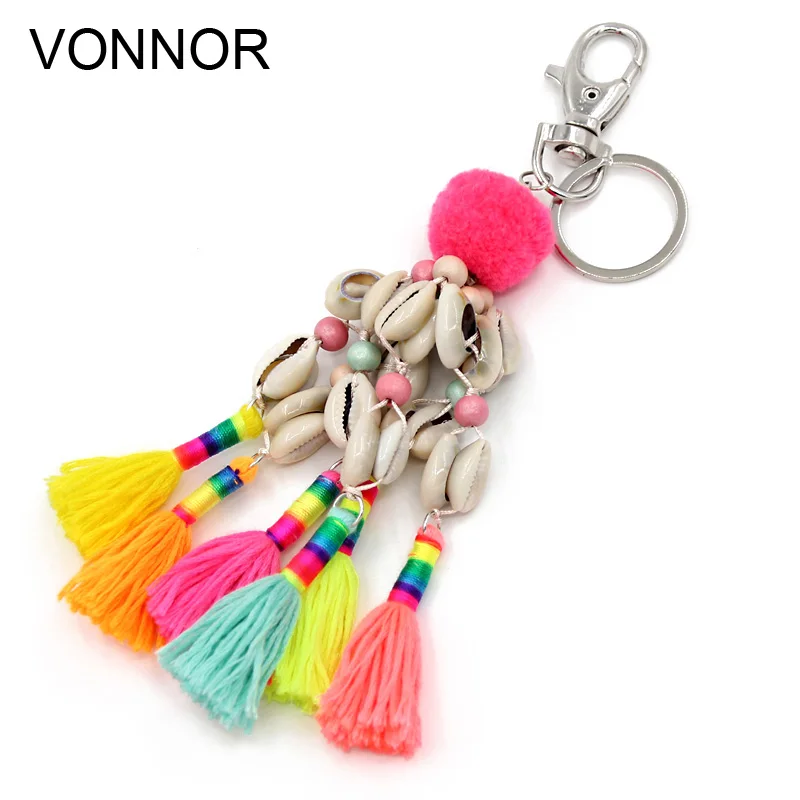 VONNOR Jewelry Handmade Keychain Shells Tassel Pendant Women Bohemian