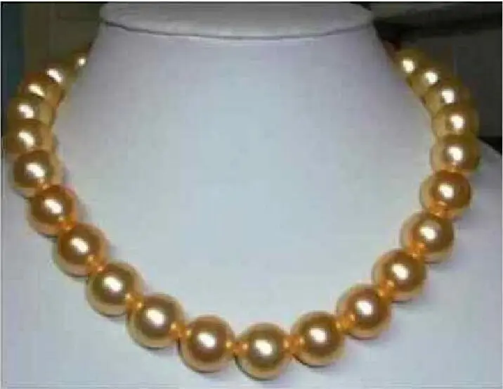 

RARE AAA+10-11MM NATURAL SOUTH SEA GENUINE PEARL NECKLACE 14KGP 18" a(5.18)