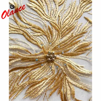 

New Arrival Free Shipping A circle of Rhinestones Around the Lots of beads Design CS3 For Wedding Dress Tulle Lace Fabric