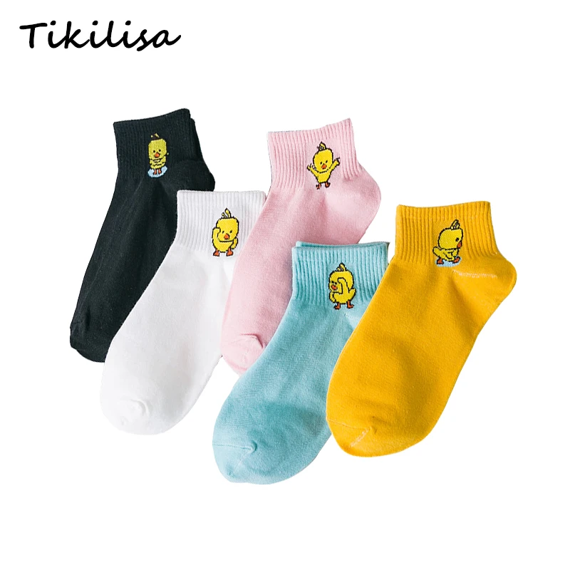 Новые женские носки; милые хлопковые невидимые тапочки для девочек; Модные женские повседневные носки с изображением утки; 1 пара