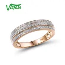 VISTOSO золотые кольца для женщин Подлинная 14 K 585 розовое золото кольцо сверкающие бриллианты обещание на помолвку Кольца Юбилей ювелирные изделия