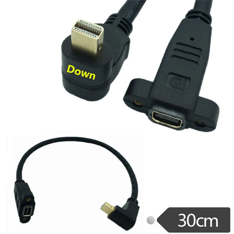 90-Degree Angled Mini DisplayPort Male to Female 4K Cable with Extend Screw Panel Mount Description Image.This Product Can Be Found With The Tag Names Computer Cables Connecting, Computer Peripherals, PC Hardware Cables Adapters, Right left up down