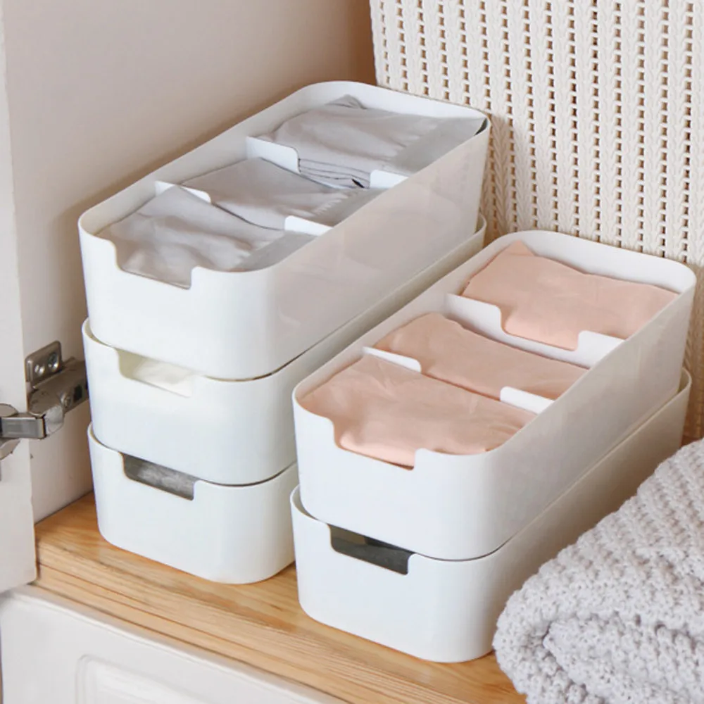 

3 and 5 Cells Plastic Organizer Storage Box Tie Bra Socks Drawer Cosmetic Divider make up storage organizer plastic box home