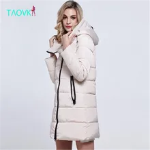 TAOVK Русский стиль дизайна новый 2016 женские зимние длинный отрезок с капюшоном пальто на вате