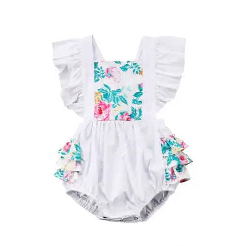 

Cute Baby Bodysuits Infant Newborn Baby Girls Floral Ruffles Jumpsuit Sunsuit One Piece Simmer Backless Outfit Clothes 0-2Y