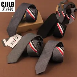 Мода Высокое качество Тонкий Галстук 5 см Черный, Серый Цвет Тощий Узкие Gravata хлопок жаккард тканые галстуки для Для мужчин Свадебная