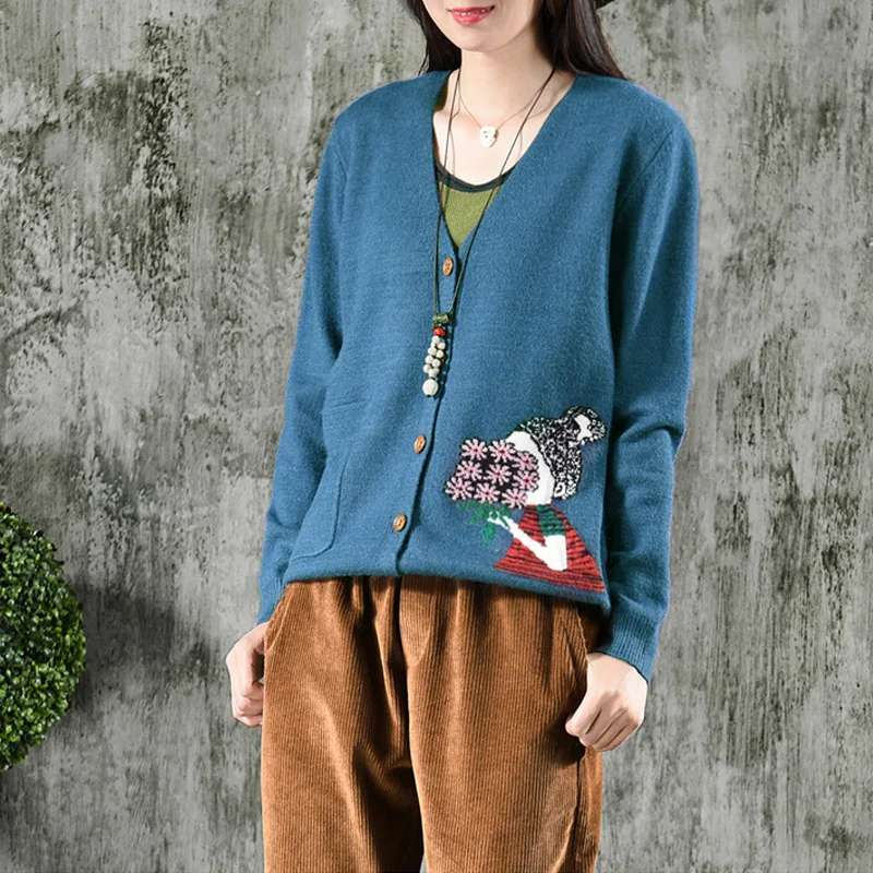Johnature Women Knitted Cotton Sweater Sweet Cardigan Pockets V-Neck Long Sleeve Autumn Sweater 2018 New 5 Color Women Sweaters