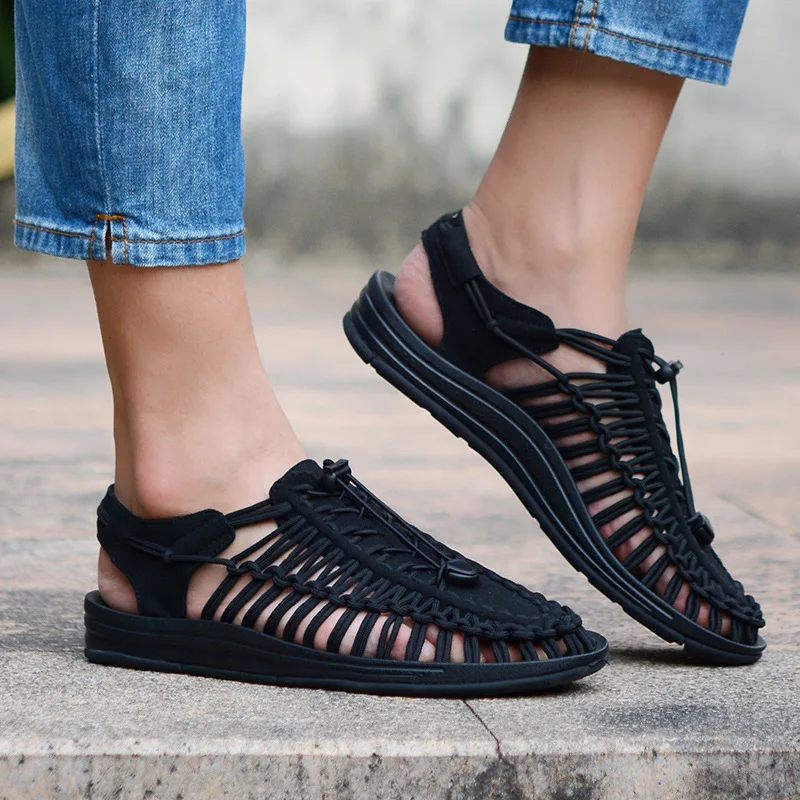 

Weave Men Sandals Seaside Beach Shoes Summer Sandalias Men Shoes Fashion Men Sandals Black Shoes Comfort Casual Shoes
