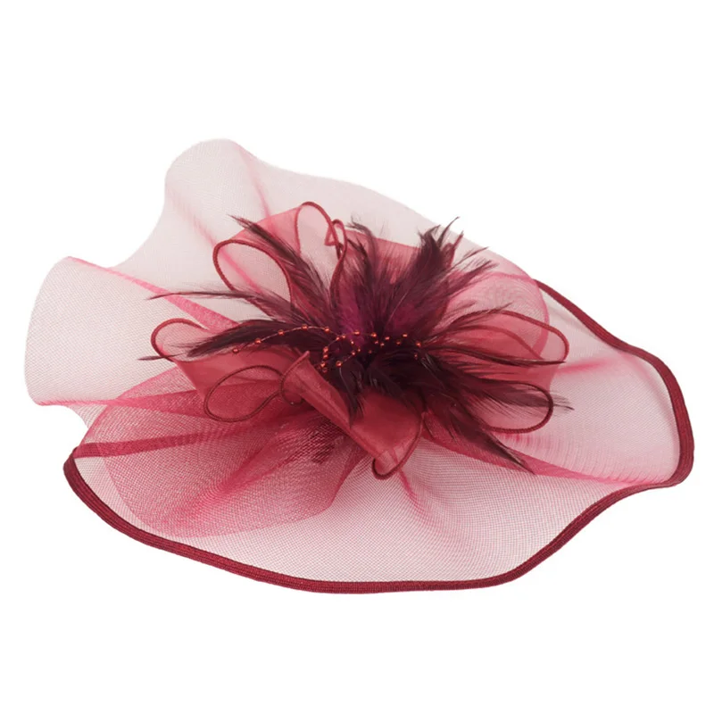 

Women Retro Hat Mesh Flower Feathers Decoration Cocktail Tea Party Hat Headwear SLC88
