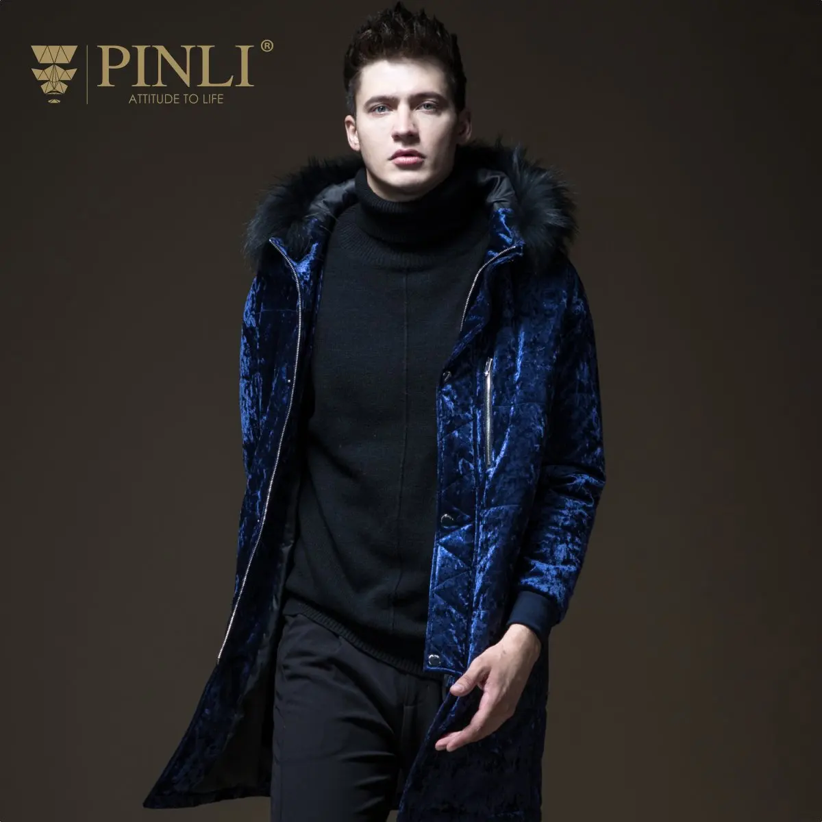 Мужские зимние куртки Chaquetas Hombre, зимние куртки для мужчин s Pinli, мужское длинное пальто из енота B183405555