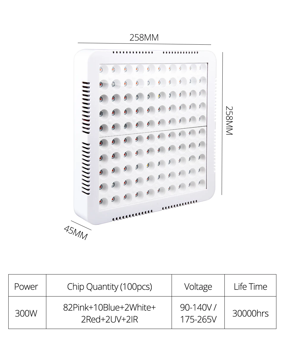 300 Вт полный спектр светодиодный Фито лампа для выращивания света 110 В 220 В 100 светодиодный s диодные растущие лампы для растения, овощи гидропонная теплица палатка