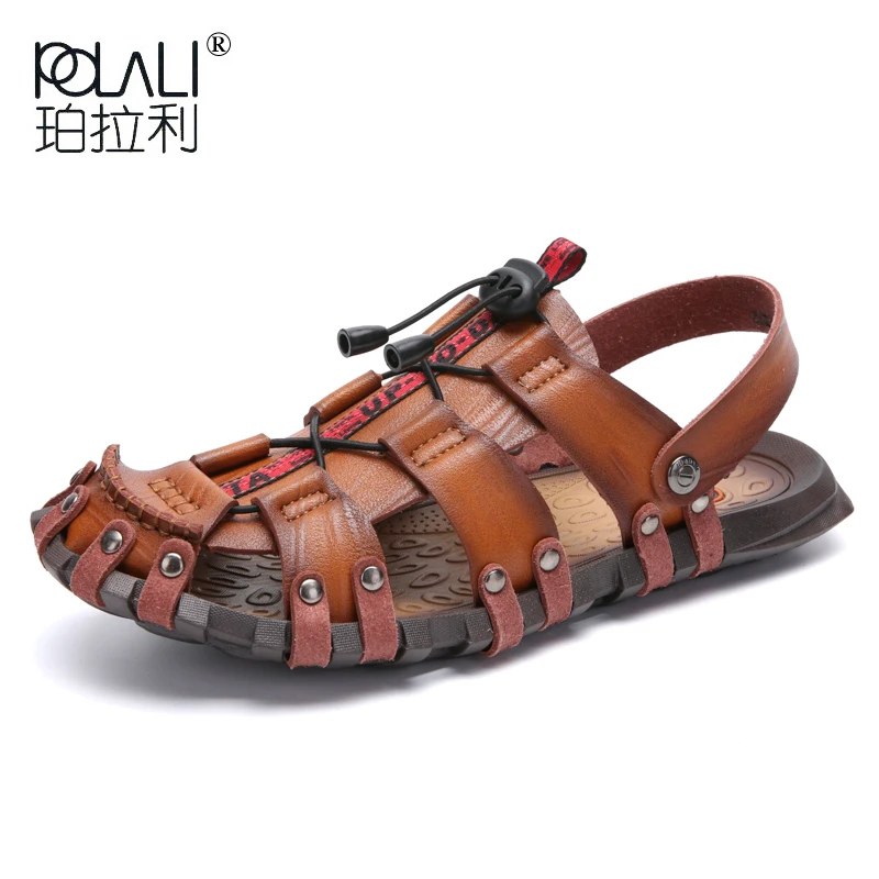 

New Summer Men Sandals Breathable Leather Men Beach Sandals Brand Men Casual Shoes Comfortable Slip-on Casual Cheap Sandal