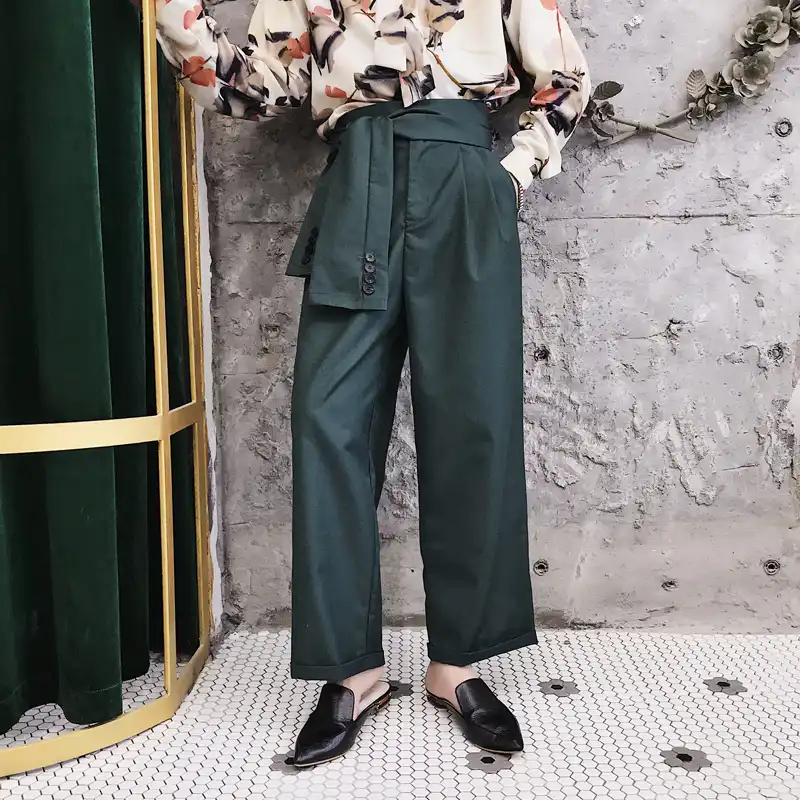 Autumn men fashion high waist wide leg pants vintage casual long pants men korean japan street style straight casual trousers