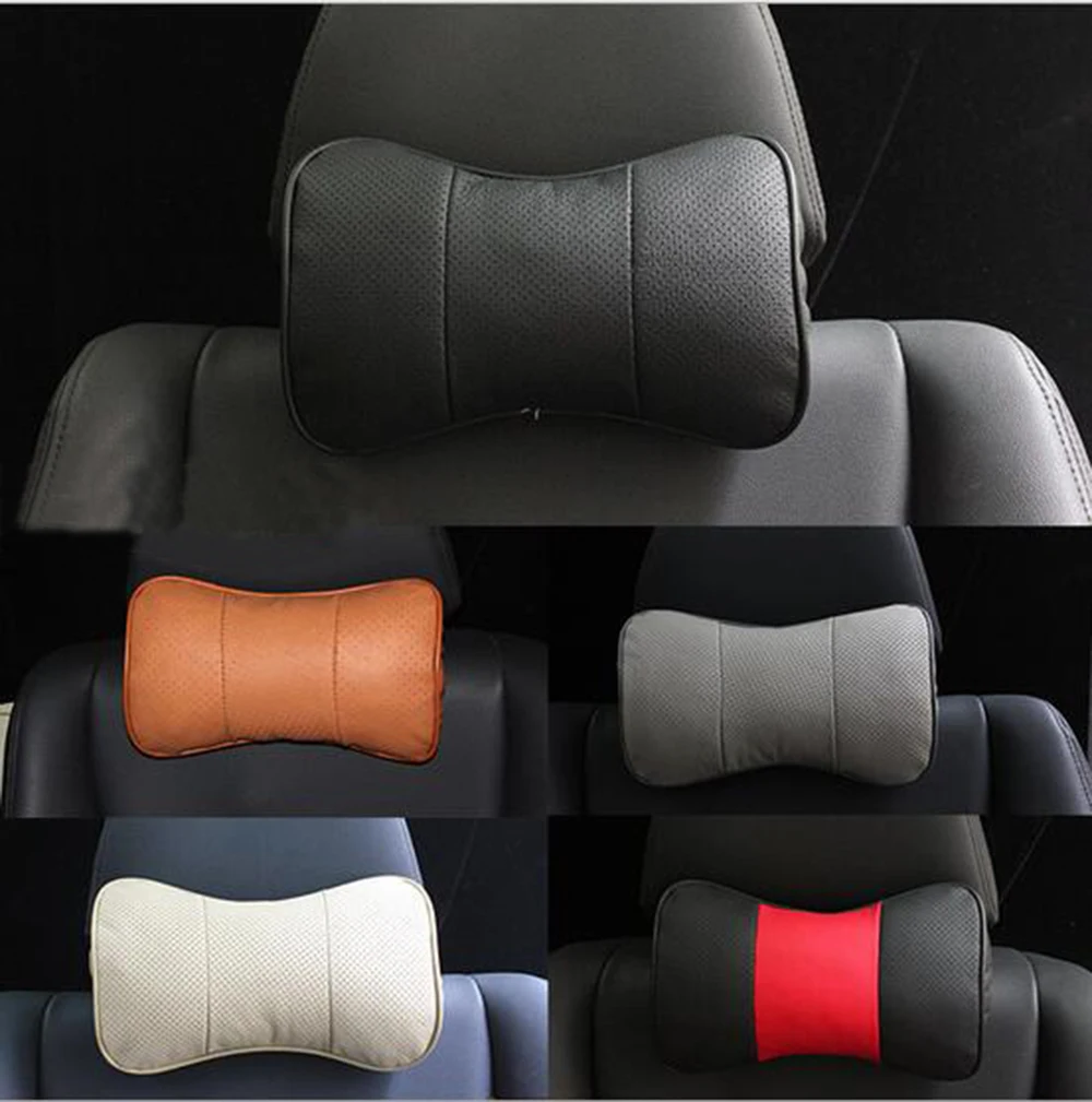 Genuine Leather Car Headrest Pillow Neck Rest Pillow Seat Cushion