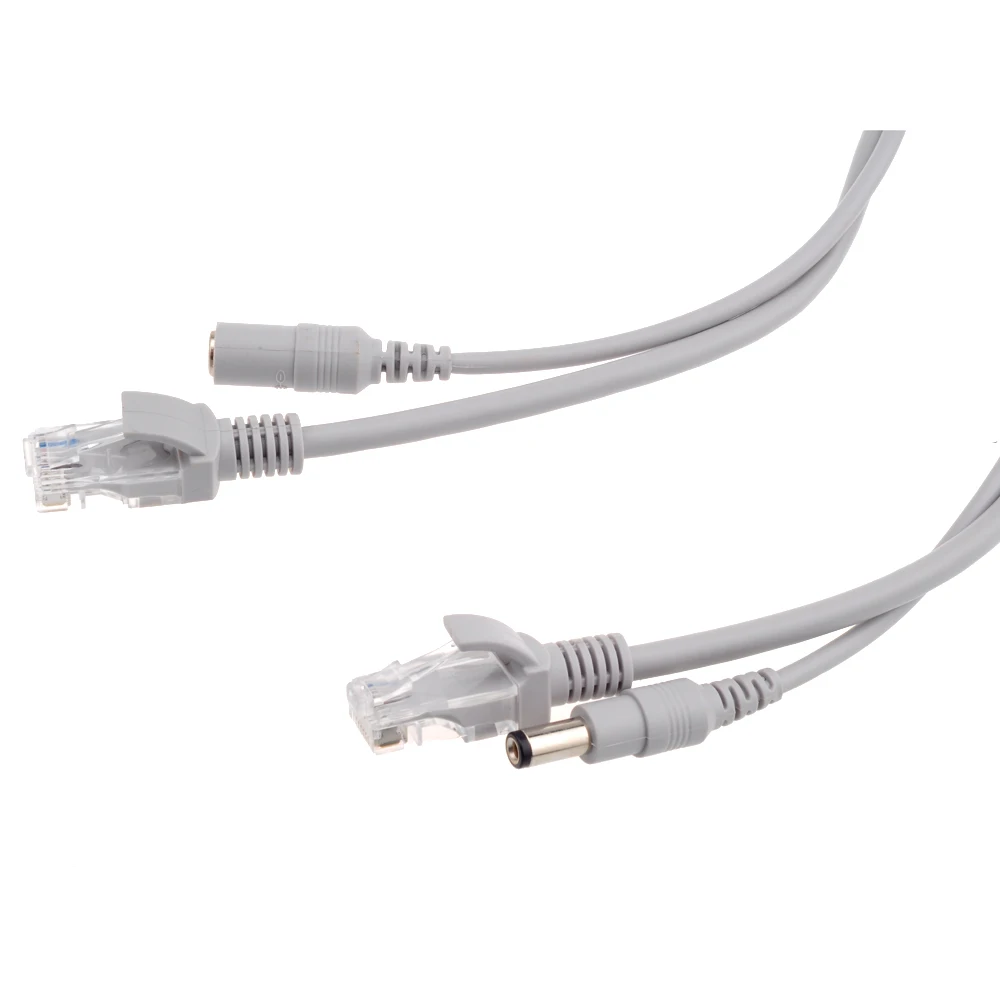 IP Камера 5 M/10 M/15 M/20 M/30 M Ethernet RJ45 кабель CAT5/CAT-5e RJ45 + DC Мощность серый кабели для IP-сети Камера NVR CCTV Системы