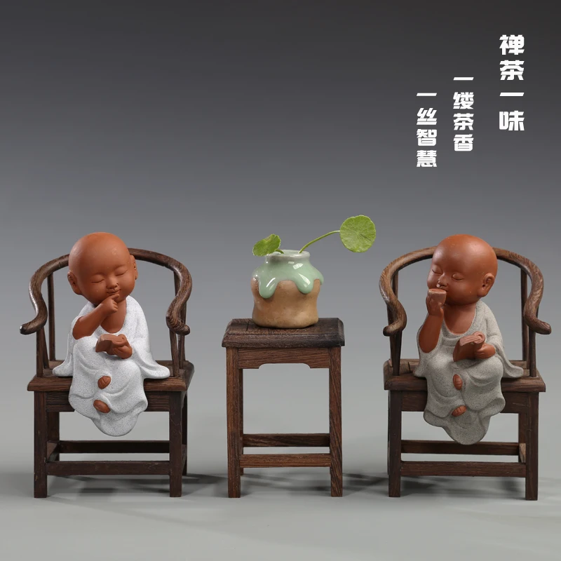 

Creative Tea Pet Ornaments Boutique Can Raise Purple Sand Zen Chinese Young Monk Tea Ceremony Tea Accessories Home Decoration