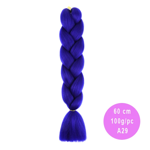 AliRobam Ombre Jumbo Braids Hairstyles Hair For Russian Women Big Box Braids Colors Synthetic Braiding Hair 24'' 100g - Цвет: T1B/синий