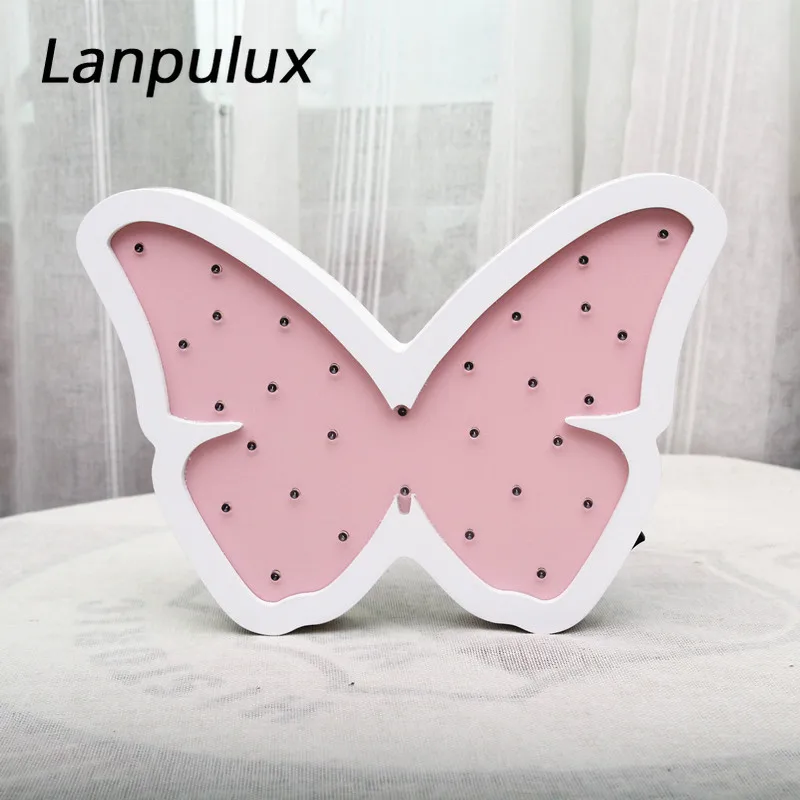 Lanpulux Бабочка детский ночник 3D деревянные животные настенный светильник Детские Мультяшные декоративные светильники фотографический реквизит