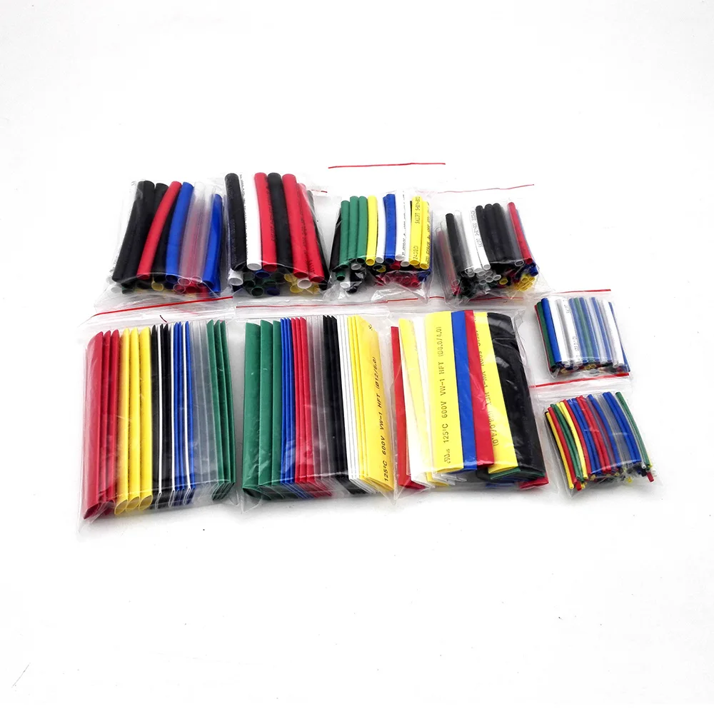 385pcs 2:1 Polyolefin Shrink Assorted Wrap Wire Insulated Shrinkable Sleeves 7 colors, 9 sizes Heat Shrink Tubing