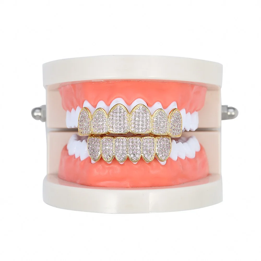 Розовый CZ камень микро проложить сверху снизу пользовательские Grillz