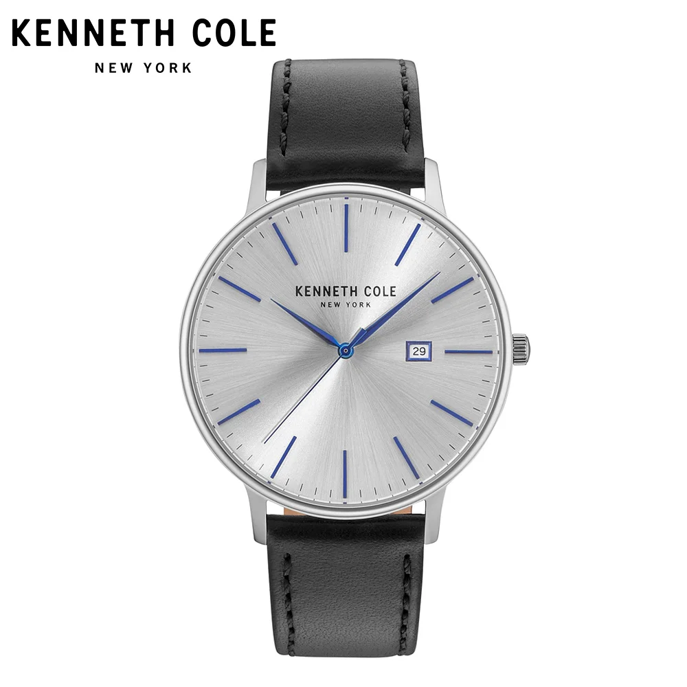 

Kenneth Cole Watches For Men Quartz Leather Strap Buckle Black Silver Waterproof Mens Watches Simple Luxury Brand KC15059006