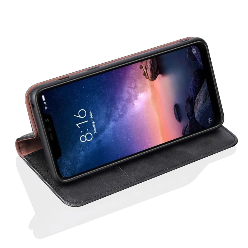 Флип чехол для Xiaomi Redmi Note 6 роскошный кожаный бумажник с подставкой и картой