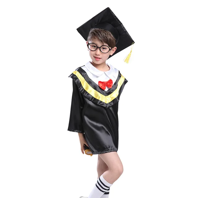Children Halloween Cosplay Costume Kids Graduation Gown Student Uniform